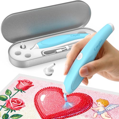 Image of Caydo Cordless Electric Diamond Painting Pen, E-Painter for Diamond Painting - Diamond Art Pen with Vacuum Technology, Ergonomic Design & Storage Tray - No Wax, Patented (Blue)