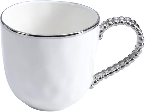 Miniatura 7 de Pampa Bay Taza de porcelana, 5.75 x 3.75 pulgadas, 13 onzas, tono blanco/dorado, apta para horno y lavavajillas, 13 onzas
