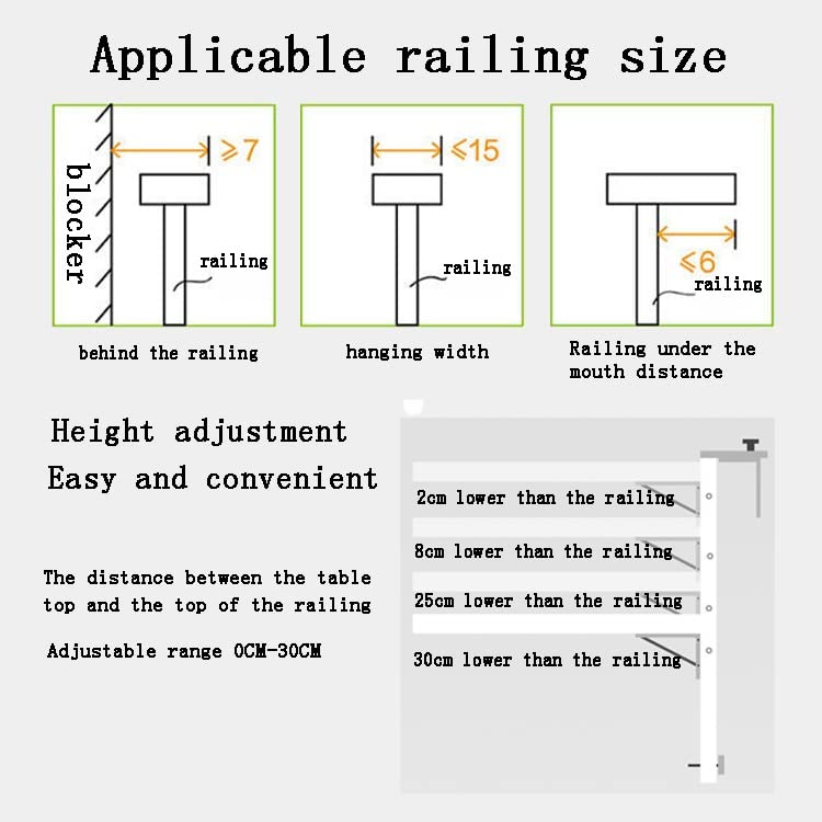 Table pliante suspendue pour balustrade de balcon afin de libérer l'espace