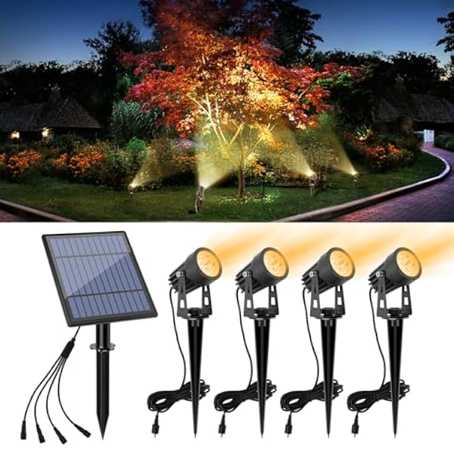APONUO Solar Spot Lights Warm White 4-in-1