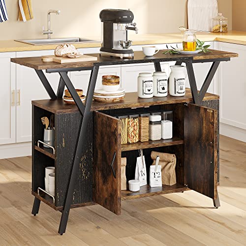 Bestier Kitchen Island With Storage Cabinet, Coffee Bar Cabinet Buffet Table Kitchen Sideboard With Adjustable Shelves For Dinning Room Living Room Entryway Hallway, Rustic Brown #TOP25
