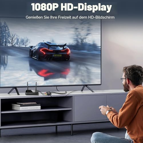 Jewan RCA auf HDMI Konverter, AV auf HDMI Adapter, 1080P RCA Composite CVBS Video Audio Konverter mit USB-Netzkabel für PS2/SNES/VHS/Xbox/PS4/TV/VCR/DVD/Wii/Unterstützt PAL/NTSC