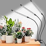 屋内植物用栽培ライト、126 LED 3ヘッドクリップ植物ライト、フレキシブルグースネック付きフルスペクトルLED植物栽培ランプ、3/6/12時間タイマー、自動オン/オフ、6段階調光可能（サンライクホワイト+レッド）