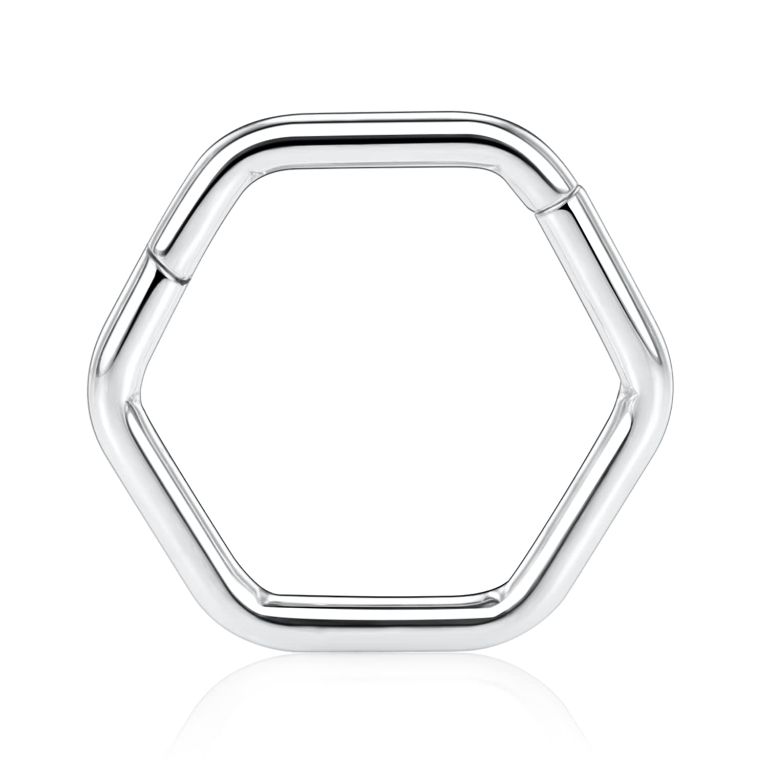 FUNLMO316L Surgical Steel Septum Ring Hexagon Nose Ring Hoop Daith Helix Tragus Rook Conch Piercing Jewelry Cartilage Earring 16G