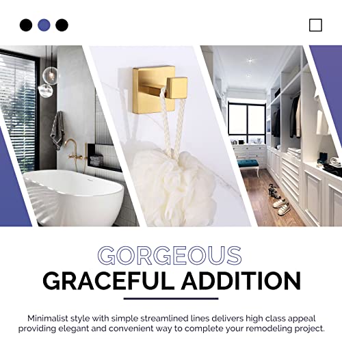 Angle Simple Bath Towel Hook, Sus304 Stainless Steel Shower Towel Holder, Bathroom Robe Hook, Kitchen Dish Towel Hanger, Square Coat Hook, Single Robe Hook For Cabinet Wall Mount, Brushed Gold #TOP7