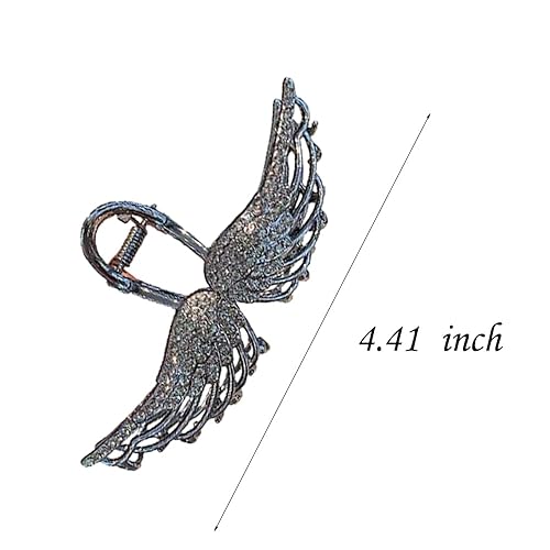 Miniatura 2 de BeeGift Pinza para el cabello, cristal negro, metal, pinza para el pelo para mujeres con cabello más delgado, grueso, sujeción fuerte, accesorio de