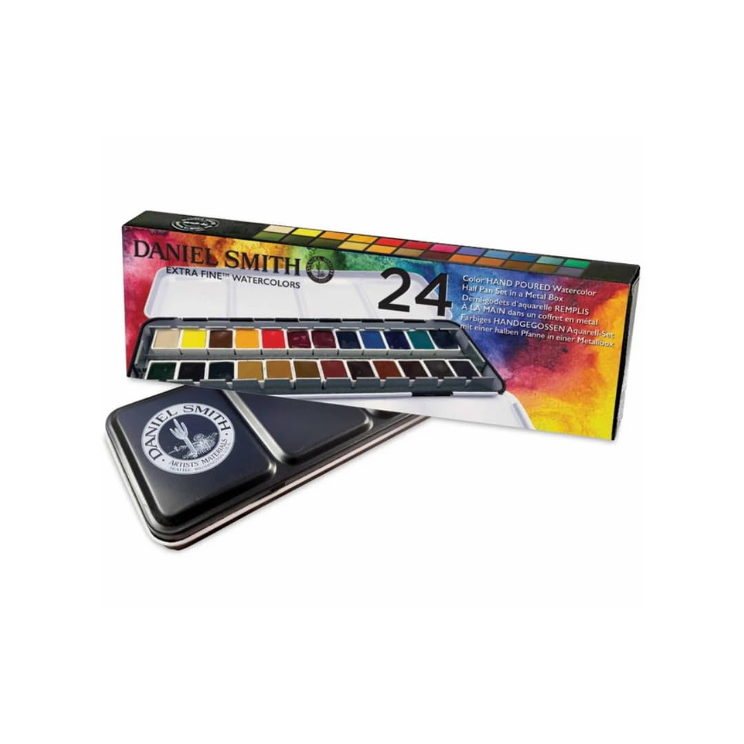 DANIEL SMITH Hand Poured Watercolor Half Pans Set with 24 Watercolor Pans, 1 Metal Palette (total 25 pieces) 285650120-image-22