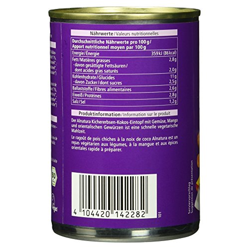 Alnatura Bio Kichererbsen Kokos-Eintopf, 400g