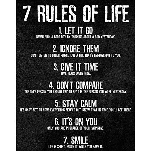 7 Rules of Life Motivational Poster - Printed on Premium Cardstock Paper