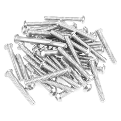 Image of 40 Pieces 1 /4-20 x 1-3 /4 inch Button Head Socket Cap Screws Bolts, HELIFOUNER 304 Stainless Steel (18-8) Screws, Bright Finish, Fully Threaded