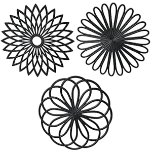 Silicone Trivets for Hot Dishes, Heat Resistant Trivets for Hot Pots and Pans-Modern Silicone Pot Holder-Non-Slip Hot Pads for Table&Countertop-Multi Use Kitchen Trivet Mat Black, Set of 3 Silicone Trivets for Hot Dishes Heat Resistant Trivets for Hot Pots and Pans Modern Silicone Pot Holder Non Slip Hot Pads for TableCountertop Multi Use Kitchen Trivet Mat Black Set of 3
