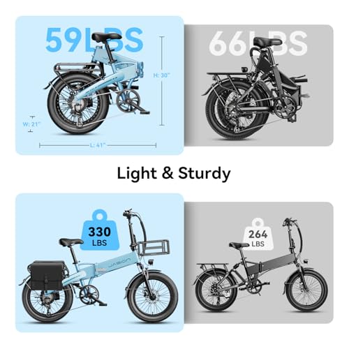 Jasion EB6 Foldable Electric Bike for Adults,【1000W Peak