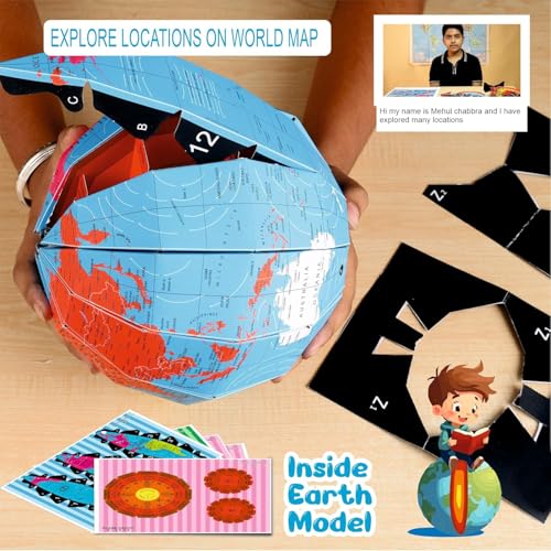Image of Magicwand STEM & STEAM Educational,Decorative Spinning Political Educational Laminated DIY World Globe with Earth Cores【MADE IN INDIA】