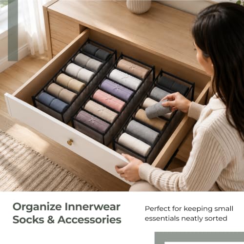 Image of Lifelong Storage Organizer 6 Layers | Foldable Wardrobe & Almirah Organiser | Durable Nylon Mesh & Non-Woven Edges | Basket Organisers for Storing Clothes (LLCOG06, Grey)