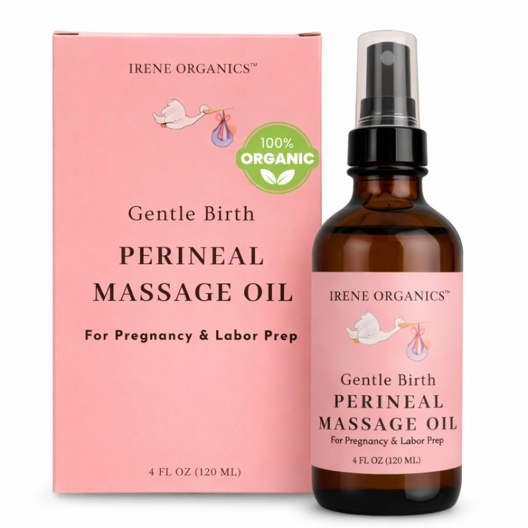 Irene Organics Perineal Massage Oil Spray For Pregnant Women - Prevention For Perineal Tearing, All Natural, Pregnancy Must Haves