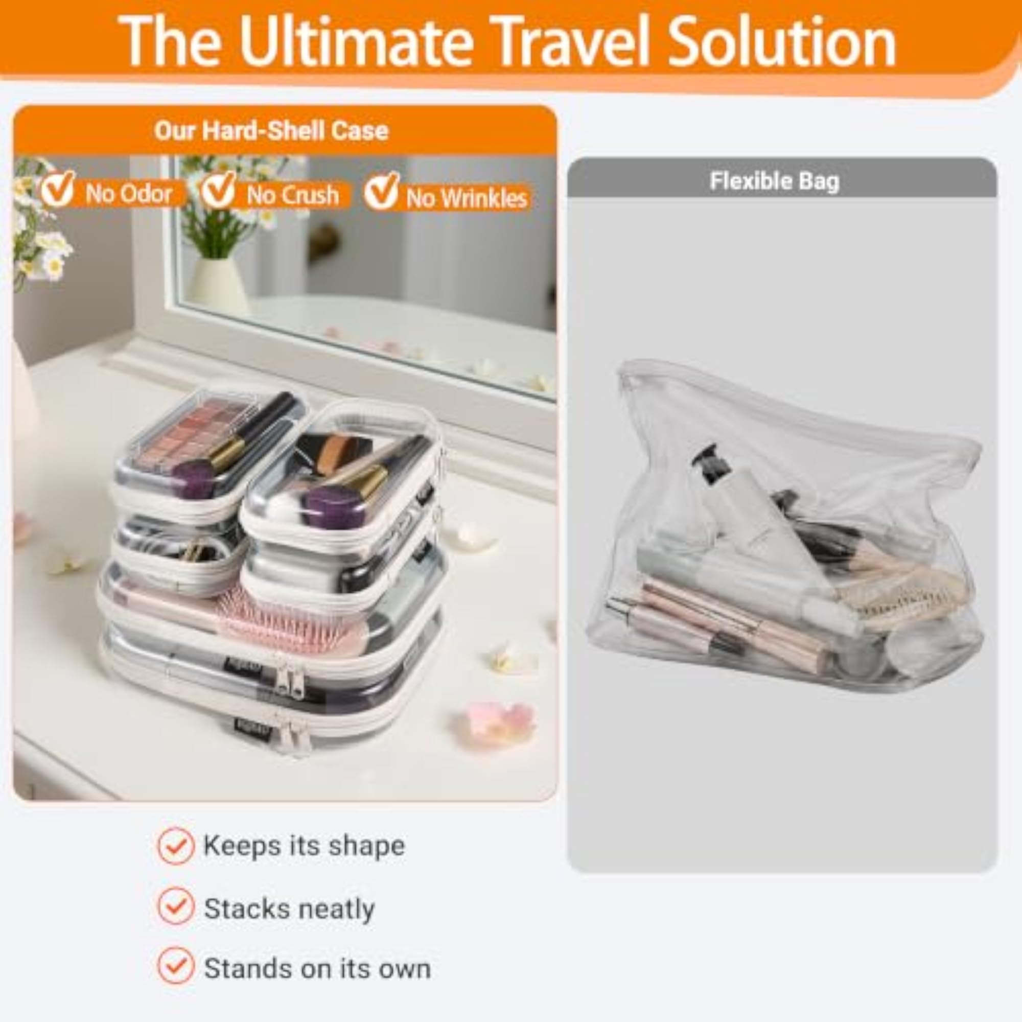 Clear Hard Shell Zipper Case, 6 Pack