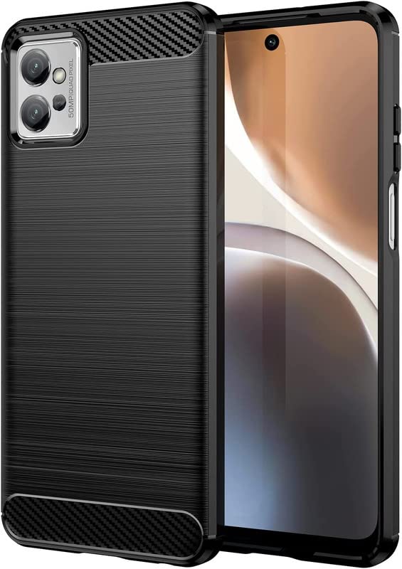 Image of NPRC Hybrid Ultra Slim Protective Case TPU Non-Slip Carbon Fiber Texture Shockproof Case Cover for Moto G32 - Black