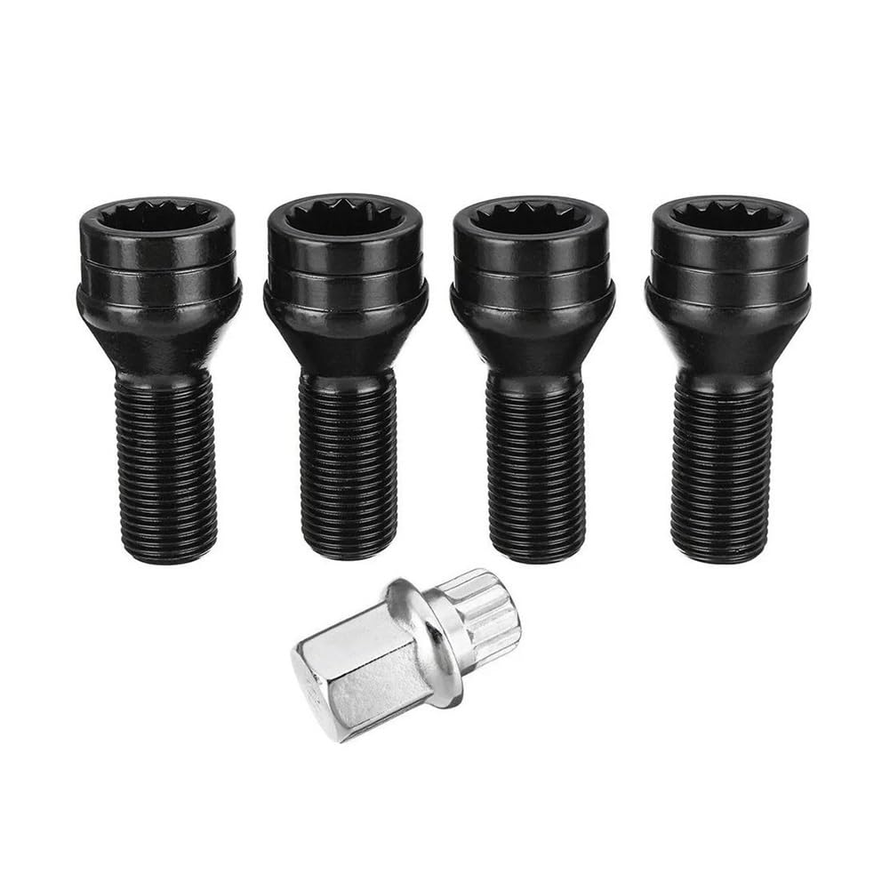 4 Bulloni Antifurto Ruote M14x1.25 E M12x1.5 In Acciaio Nero Con Chiave 36136776076 Per BMW Per MINI Per R50 Serie 2 6 7 X3 Bulloni ruota