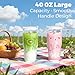 Birity 40OZ Borosilicate Glass Tumbler with Handle,Glass Cup with Lid and Straw-Reusable Iced Coffee Cup with Lid for Boba, Smoothies,Beer,Juice|Suitable for Gifts,Travel,Outdoor,Partys&Home