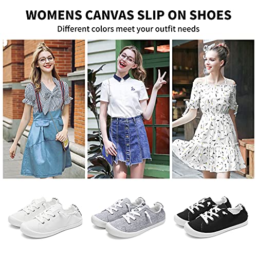 Image of BENPAO Women's Canvas Slip on Sneakers White Tennis Shoes