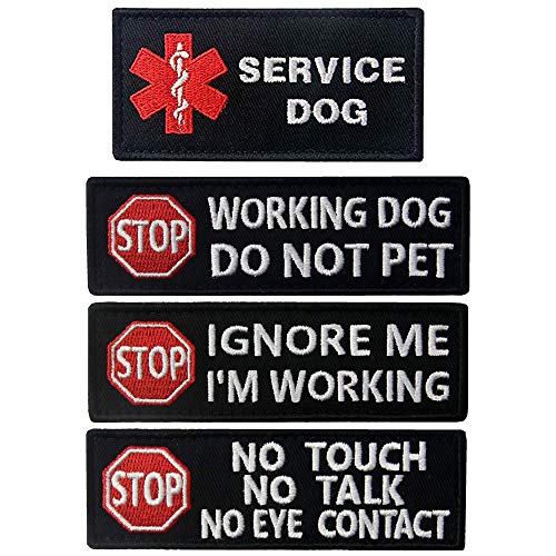 Service Dog No Touch No Talk, Ignore Me I'm Working, Do Not Pet Tactical Military Embroidered Patches with Fastener Hook and Loop Backing