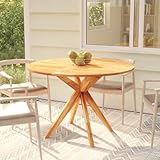 IBUQDDV Gartentisch aus massivem Akazienholz 110x110x75 cm mit Kreuzbeinen für Stabilität und robuster Tischplatte für den Außenbereich, langlebiges tropisches Hartholz