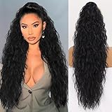 ORSUNCER Ponytail Extension Claw 30' Curly Pony Tail Clip in Hair Extensions Fluffy Natural Looking Synthetic Hairpiece for Women Black