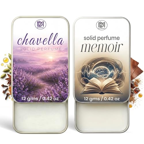 Image of Dr.Mashur Solid Perfume |Chavella&Memoir Alcohol Free Wax Perfume Balm, Long Lasting | Pocket Tin 12g, Pack Of 2| Non Greasy Smooth Glide, Travel Friendly Men And Women