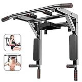 Slsy Multifunctional Wall Mounte Pull Up Bar and Dip Station, Wall Mounted Chin Up Bar for Home Gym, supports to 600 Lbs