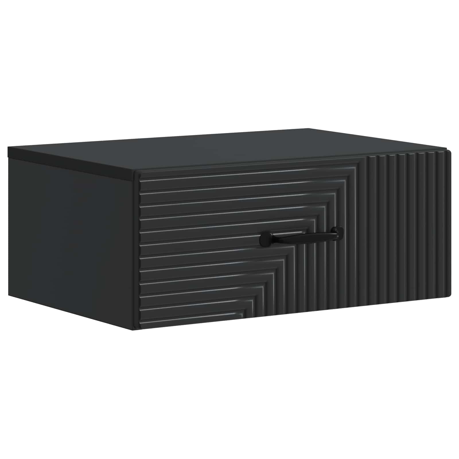 Comodino sospeso con cassetto nero 49 x 34,5 x 20 cm, comodino con divisori, armadio pensile in legno per camera da letto, mobili moderni scorrevole silenzioso