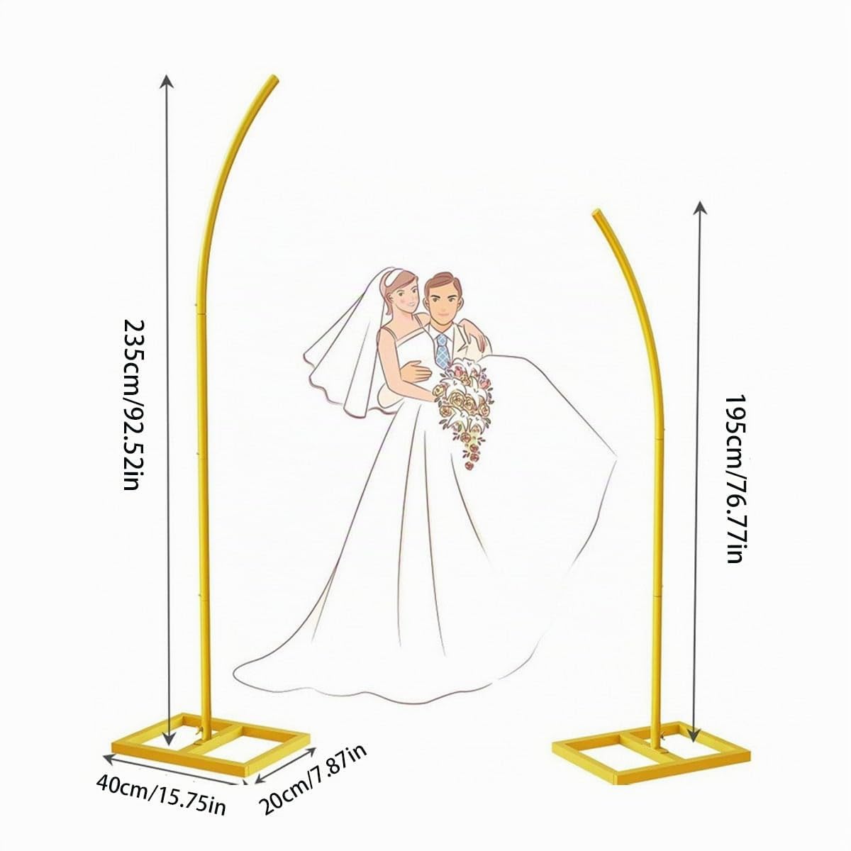 Hochzeitsbogen Hintergrund Ständer, Goldener Metall Bogenständer mit gebogener Spitze, Blumen Bogenrahmen für Hochzeit, Geburtstag, Party, Zeremonie, Jubiläum, Babyparty, Hintergrunddekoration