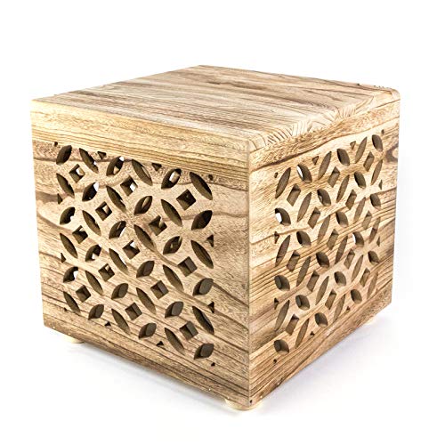 Homestyle4u 1773, Hocker Beistelltisch Holz Würfel Nachttisch Natur Braun Sitzhocker – Bild 4