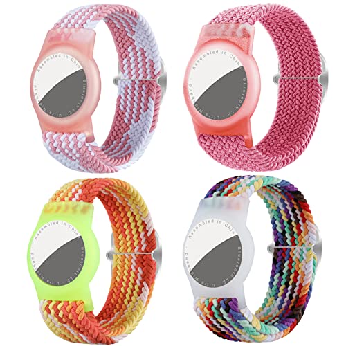 Dingfeiyu 4Pcs Pulsera para niños o Adultos, Brazalete para Ajustable Locator Tracker Anti-Arañazos GPS Bracelet para AirTag