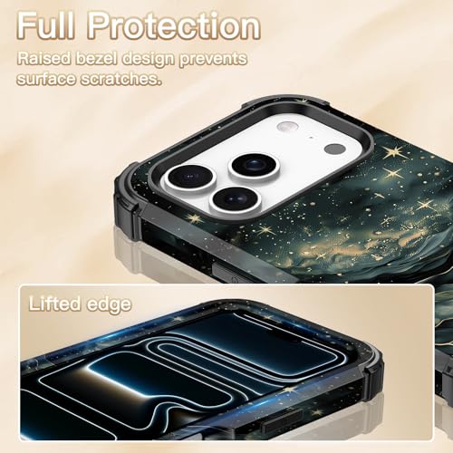 LONTECT for iPhone 17 Pro Case Glow in the Dark Three Layer Heavy Duty Shockproof Hard PC+Soft Silicone Rugged Full Body Protective Case,Dark Night - image 4