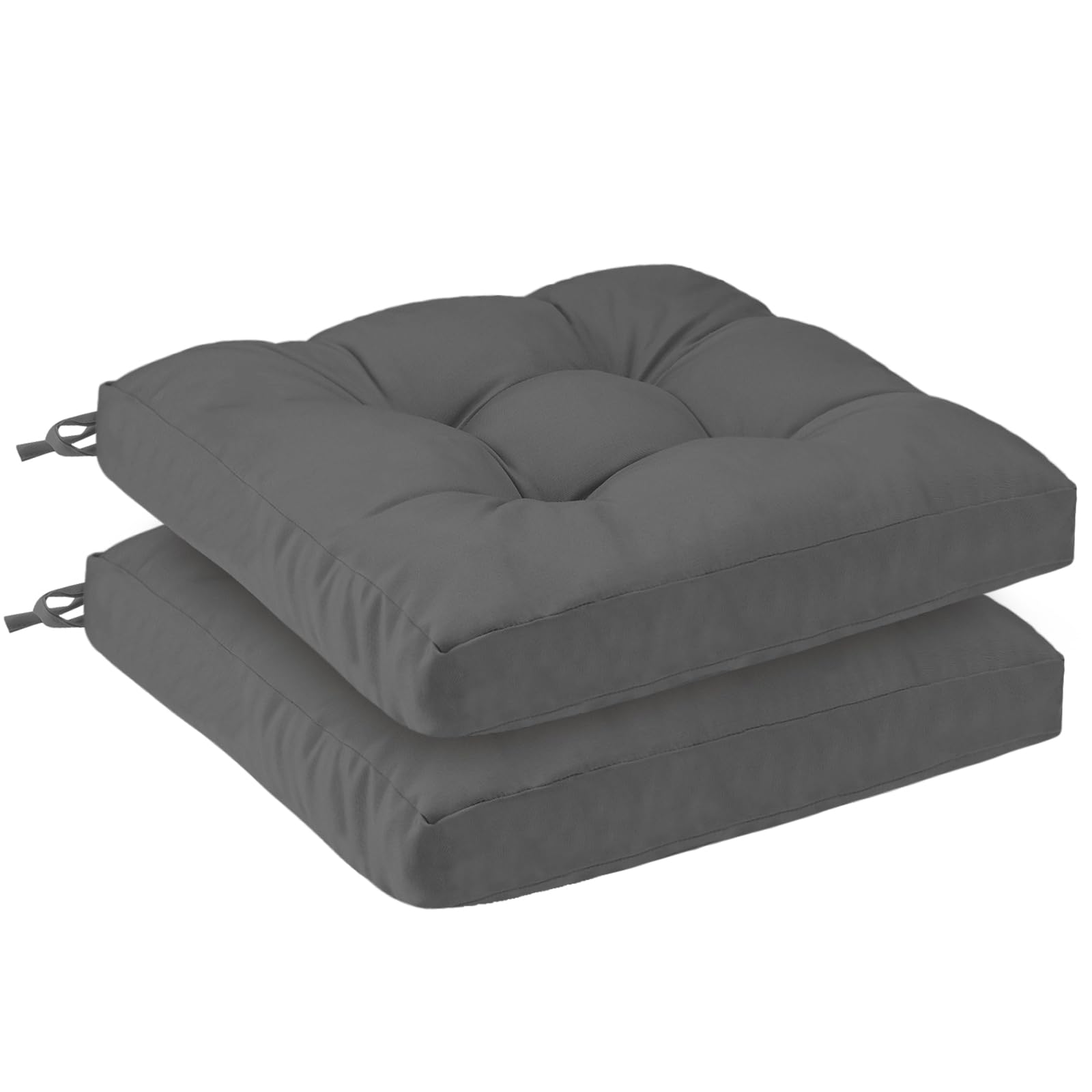 PRIMEPATIO Outdoor Garden Chair Cushions Set of 2, 40x40cm, Dark Grey