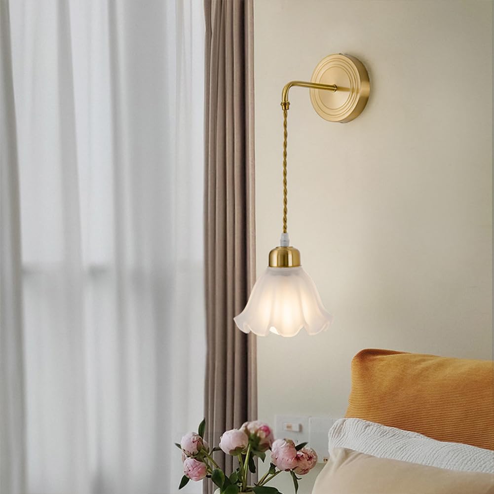 Applique Murale Interieur 9W LED 3000K Blanc Chaud Laiton Lampe Murale Moderne Eclairage Décoration Lumière Luminaire Mural Pour Chambre Bureau Salon Escalier Couloir Hôtel Bar, Doré