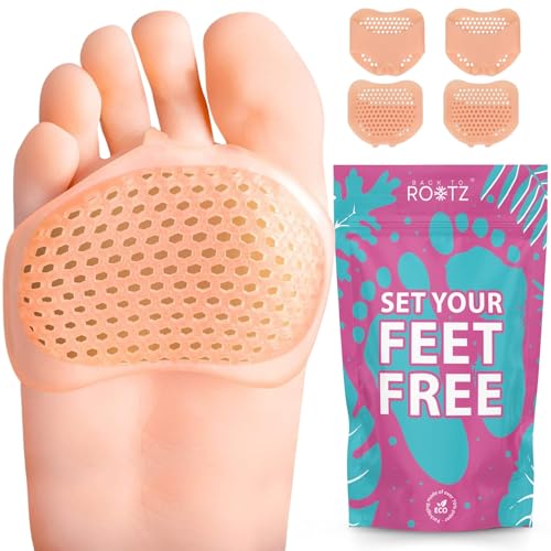 ROOTZ 4x Vorfußpolster & Metatarsal Pads aus Silikon Anatomische Fußballenpolster für perfekten Halt gegen Metatarsalgie & Morton Neurom
