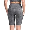 TYUIO High Waist Gym Fitness Running Shorts Above Knee Pockets for Yoga Workout Bike Grey XL