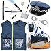 Next Milestones Kids Police Costume 10 Pcs with Police Hat, Handcuff, Vest, Walkie Talkie, Flashlight, Baton - Kids Police Halloween Costume Dress Up for Boys and Girls