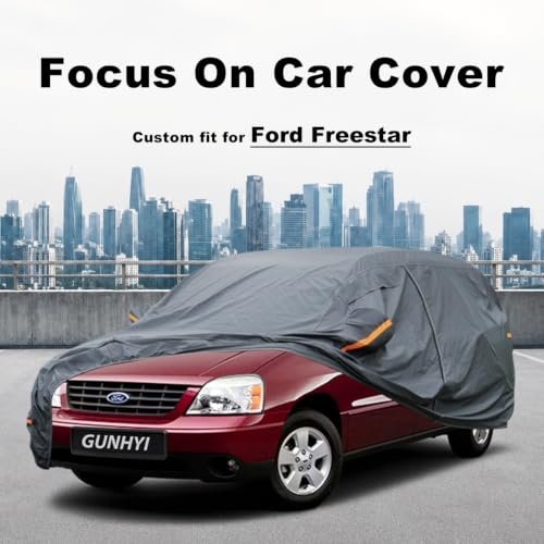 Image of GUNHYI Premium Car Cover Custom Fit Ford Freestar, 16 Layers Heavy Duty Car Cover Waterproof All Weather with Zipper Door for Sun Rain Snow Dust Uv Protection