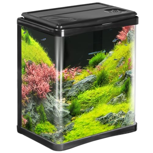 Krüger Meier Arona - Elegantes 3L Aquarium Set in Schwarz - Komplettset mit Filter, LED-Beleuchtung und Abdeckung - Ideal für Anfänger, Büro- und Wohnungseinrichtung