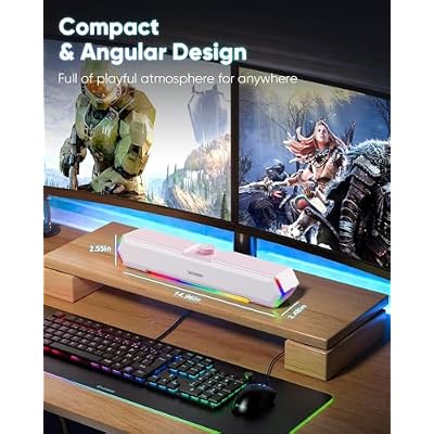 LENRUE G11 PC Speakers for Desktop, Touch Lights Computer Speakers with Surge Clear Sound, USB C/USB Powered for Computer Desktop PC Laptop Monitor (Light Pink)