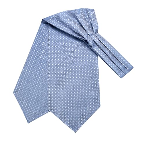 Image of Hi-Tie Silk Ascot for Men Self Tie Men's Cravat and Flower Lapel Pin Handkerchief Cufflinks Set for Wedding Party