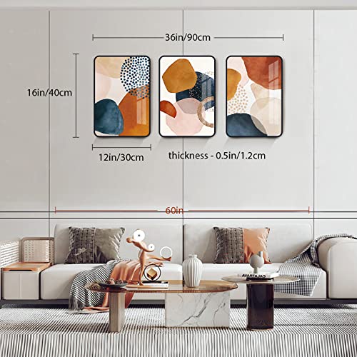 Serimino Framed Abstract Wall Art For Living Room Boho Wall Decor Navy Blue Orange Terracotta Pictures Modern Nordic Minimalist Artwork For Bedroom Bathroom Kitchen Paintings For Home Decorations #TOP3