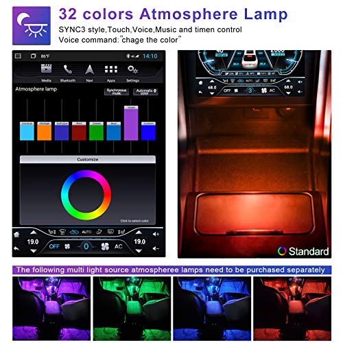 Car Radio Stereo For Ford Fusion Mondeo 2013 To 2019 Android 10.0 T-Style Head Unit Navigation 12.1 Inch Ips Touchscreen Build In Wireless Carplay Bluetooth Wifi Support Dsp Sirius (Manual A/C) #TOP6