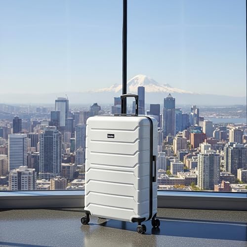 Image of InUSA TREND Luggage with Spinner Wheels | Durable lightweight Hardside Suitcase, Travel Bag with Handle and Trolley | 32-inch Extra-Large Checked luggage | White