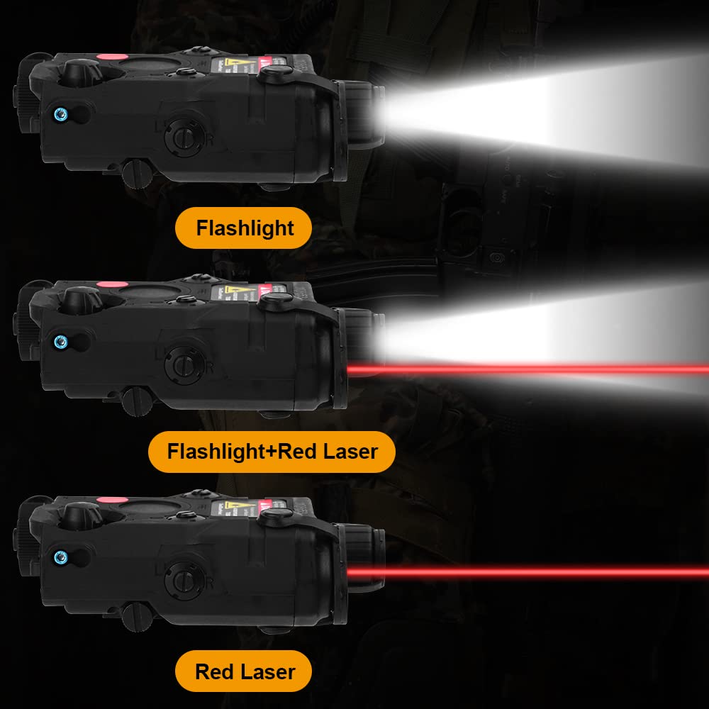 FMA AN/PEQ-15 Batería + Linterna LED Blanca 20 mm Rail Airsoft PEQ para AEG GBB CQB, Gris