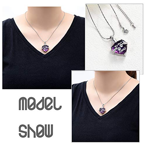 Constantlife Cremation Jewelry For Ashes Beautiful Heart Shape Stainless Steel Crystal Pendant Ashes Holder Keepsake Memorial Urn Necklace For Women (Purple) #TOP5