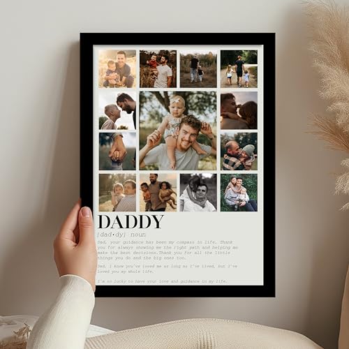 Image of Customized Fathers day Gift for your DAD with 13 Pictures Collage print for Mother Gifts Photo Frame With Photo Upload, Birthday, Couple, Parents (9.2x12.6 Inch)