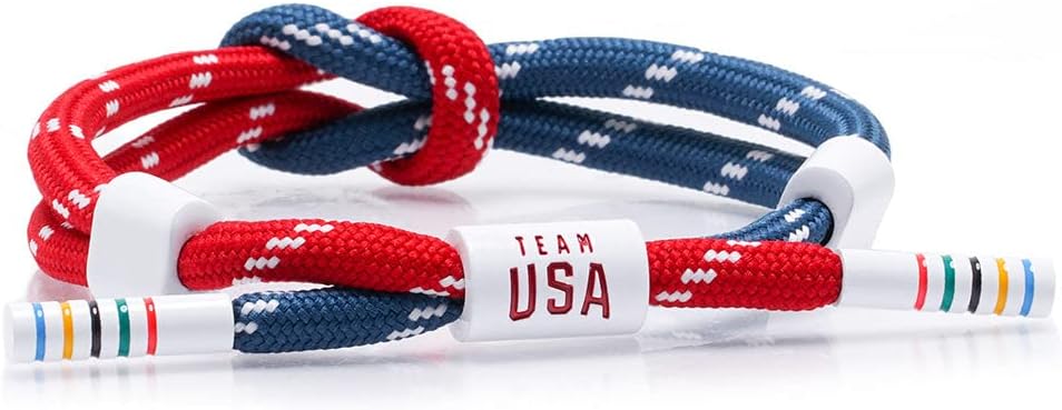 Rastaclat Knotted Bracelet for Men and Women of All Ages - Mastery Red/Blue/White Bracelet | Adjustable Stackable Bracelet Knotted by Hand (Medium/Large)